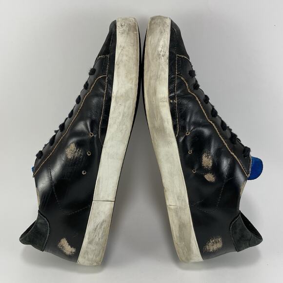 Golden Goose Superstar Brushed Black Leather Bluette Mens Size 42, US Size 9 - Picture 6 of 11